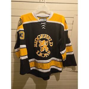 JOG Hockey Jersey Mens 48 Ridgefield Lions MacNaughton 63 Black Gold Embroidered